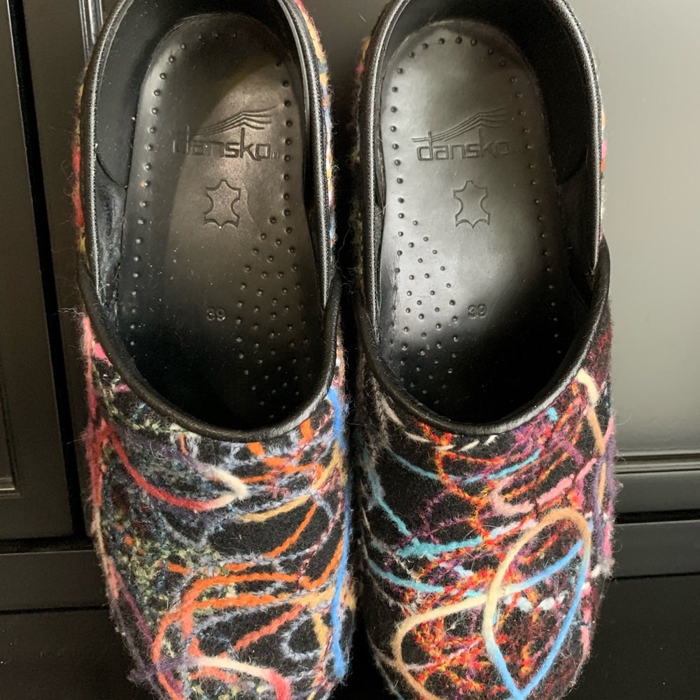 DANSKO Confetti Wool Yarn Clogs Mules Slides Shoes Size EU 39 US 8.5 - Picture 3 of 5